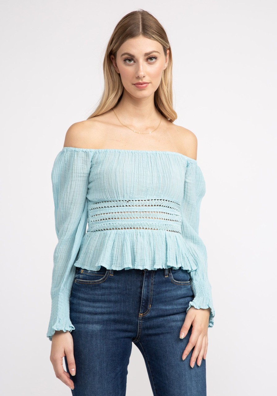 Women GUESS Shirts & Blouses | Cassi Off Shoulder Top