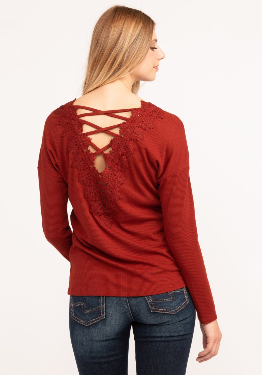 Women kismet T-Shirts & Tanks | Luna Crochet Back Long Sleeve