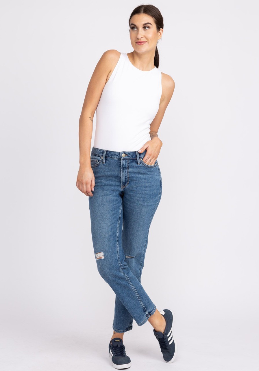 Women BOOTLEGGER Straight Jeans | Smart Denim High Rise Straight Leg Jeans