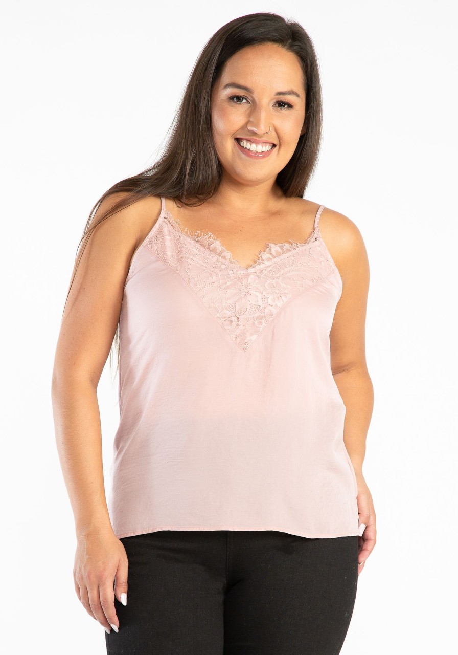 Women KISMET Shirts & Blouses | Odette Lace Neck Satin Cami