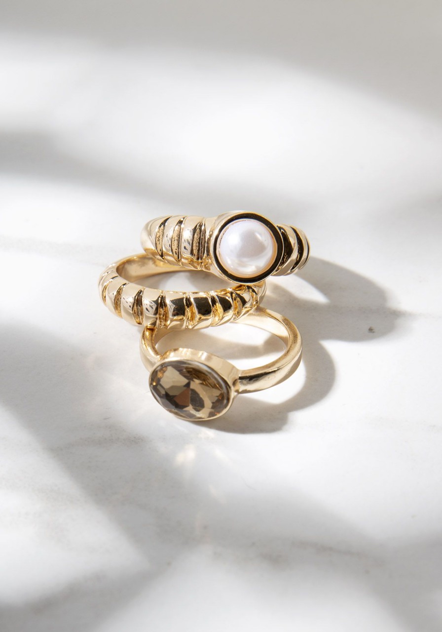 Women kismet Jewellery | 3 Pack Of Gold Stacking Rings