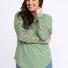 Women KISMET T-Shirts & Tanks | Everly Crochet Trim Longsleeve