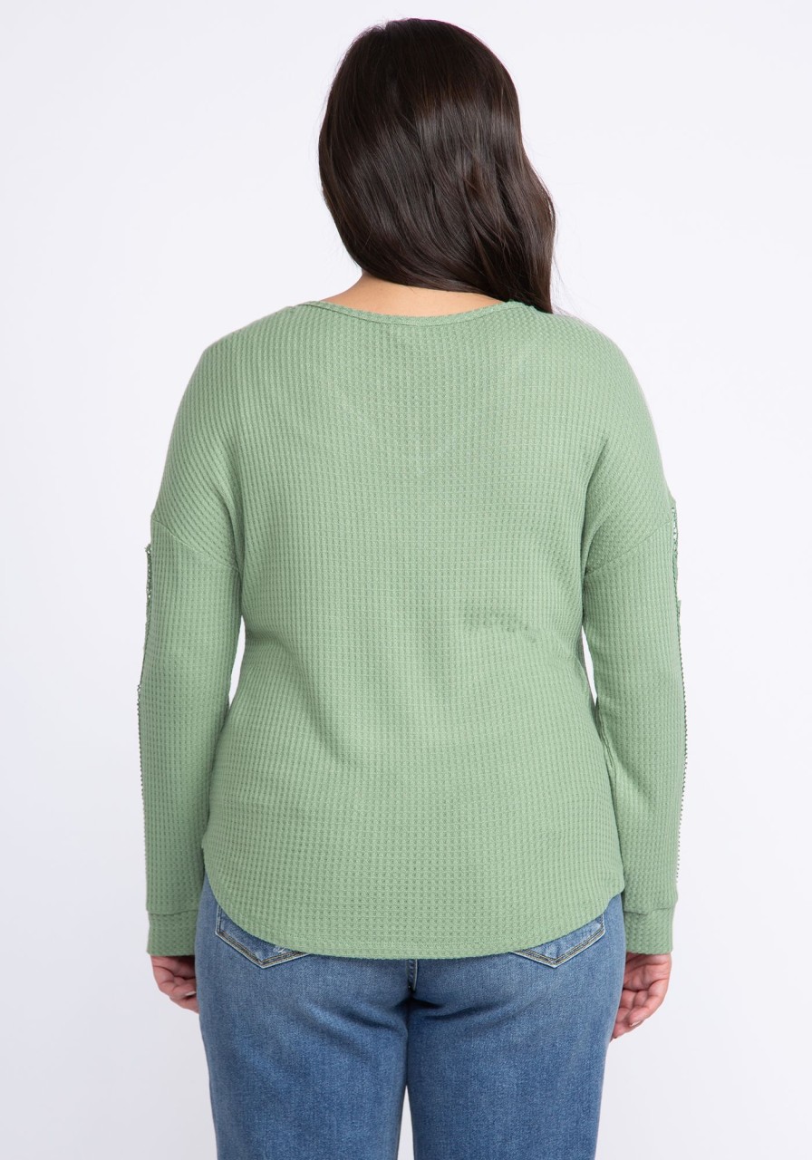 Women KISMET T-Shirts & Tanks | Everly Crochet Trim Longsleeve