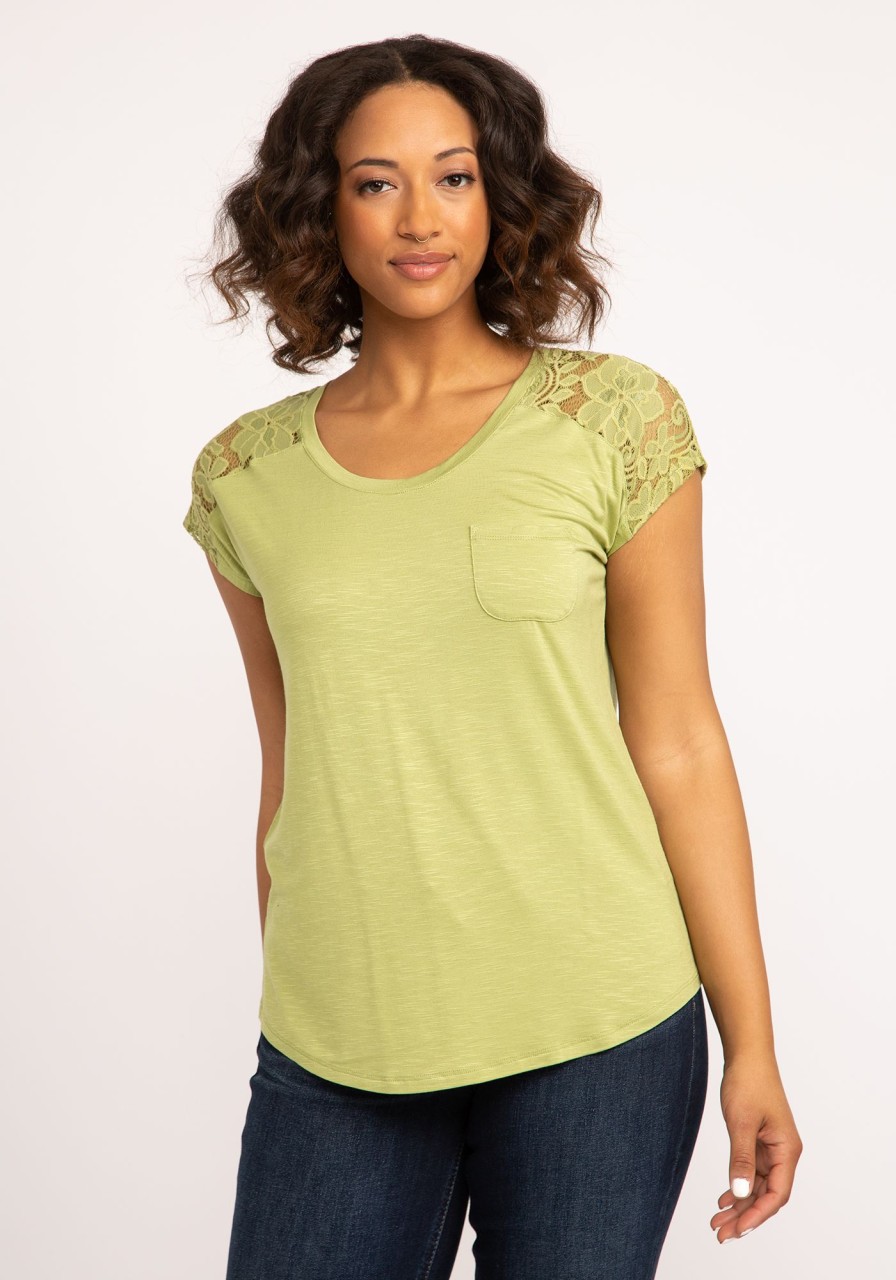 Women kismet T-Shirts & Tanks | Tracee Lace Insert Short Sleeve Tee