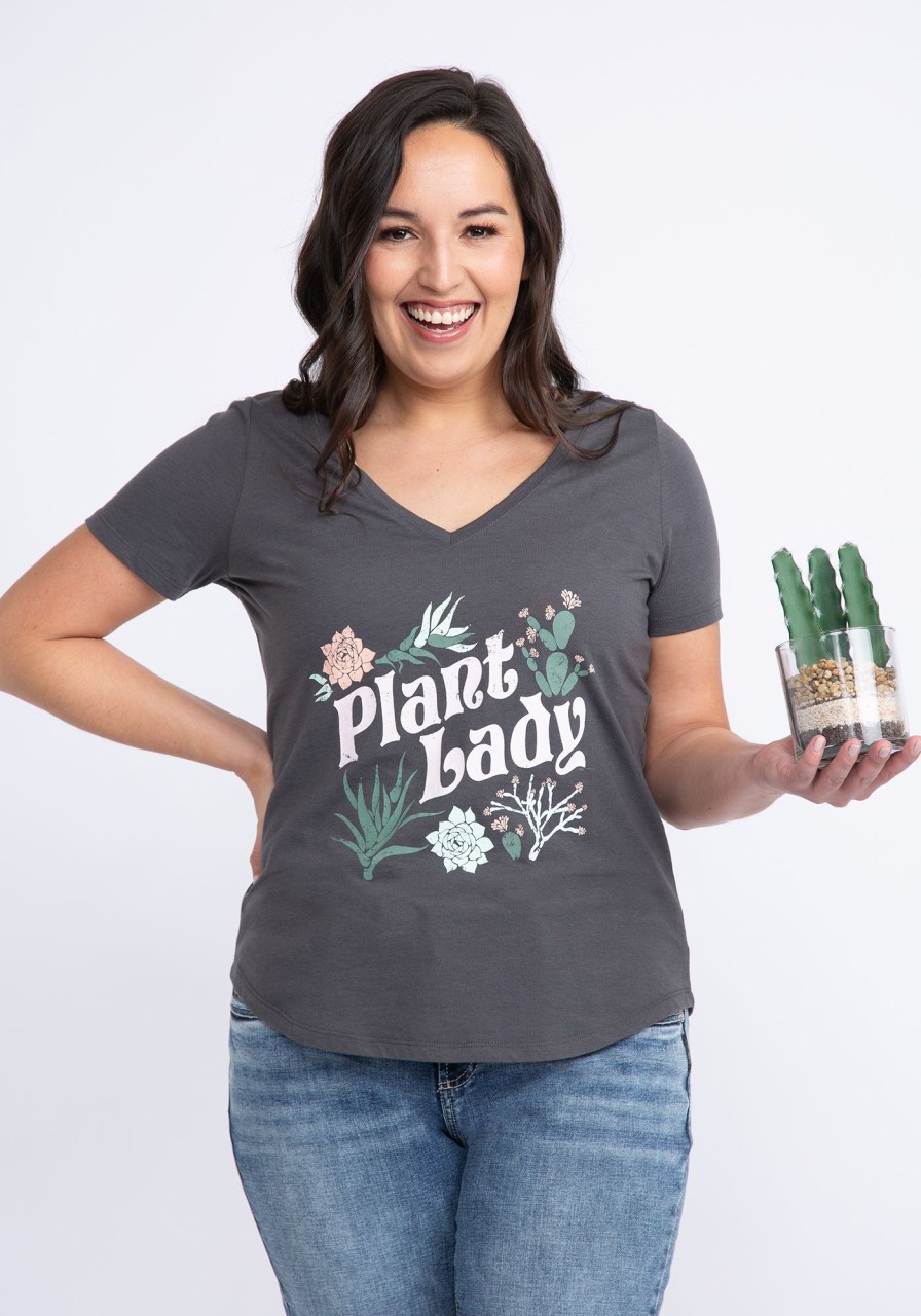 Women KISMET T-Shirts & Tanks | V Neck Plant Lady T-Shirt