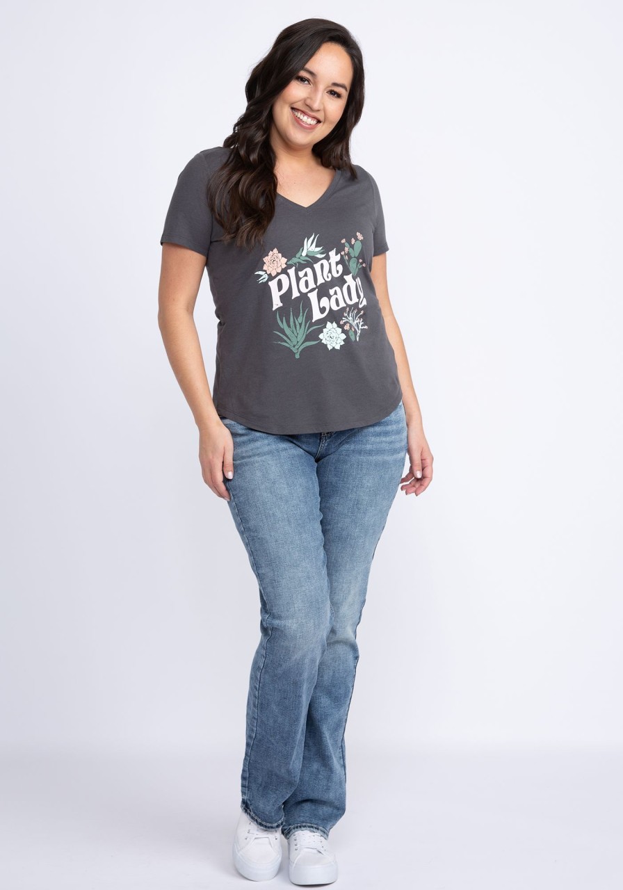 Women KISMET T-Shirts & Tanks | V Neck Plant Lady T-Shirt