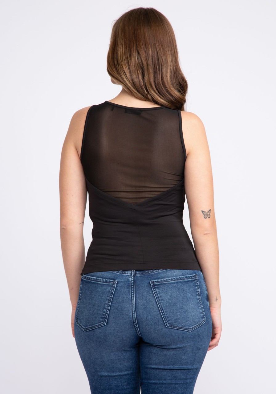 Women GUESS T-Shirts & Tanks | Estefana Mesh Insert Tank Top