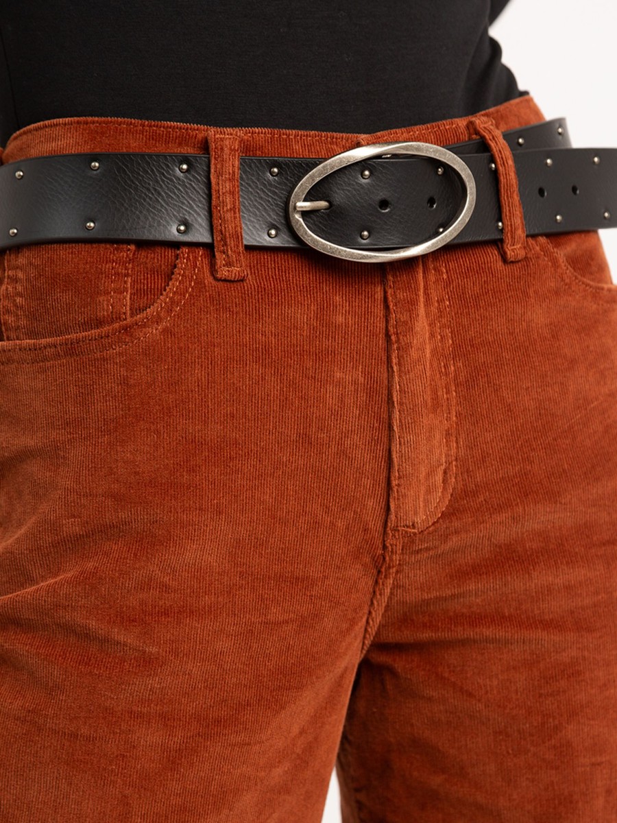 Women SILVER Belts | Women'S Leather Belt With Studs