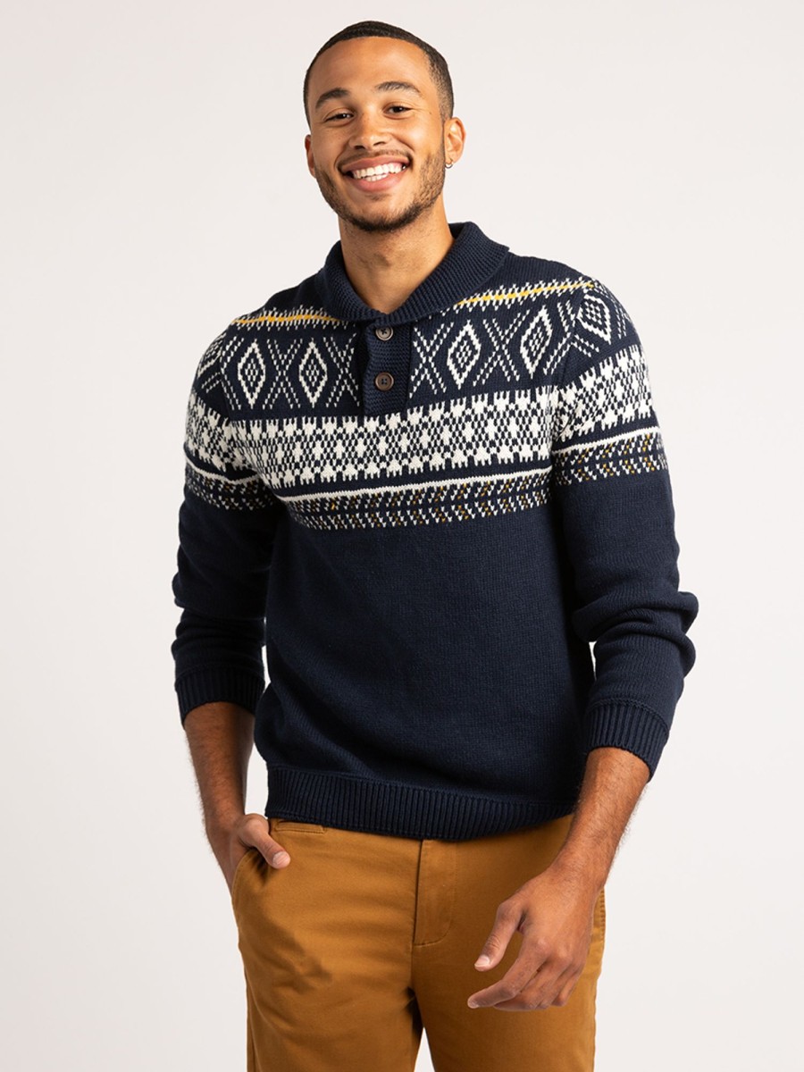 Men Distillery Hoodies & Sweaters | Gregory Fairisle Shawl Collar Pullover