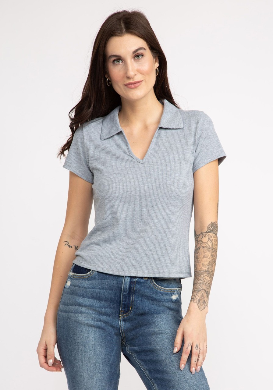 Women LYLY KAYY T-Shirts & Tanks | Franca Johnny Collar T-Shirt