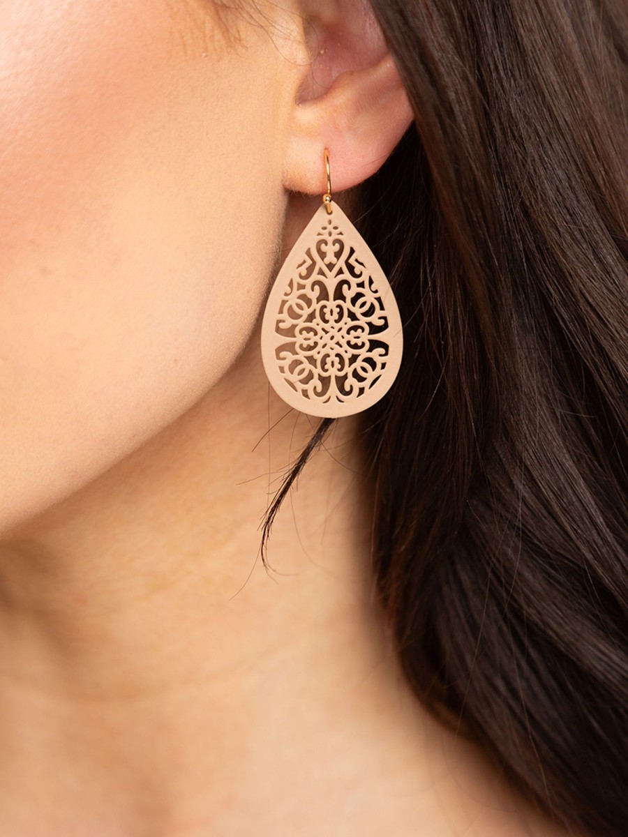 Women KISMET Jewellery | Beige Filigree Earrings