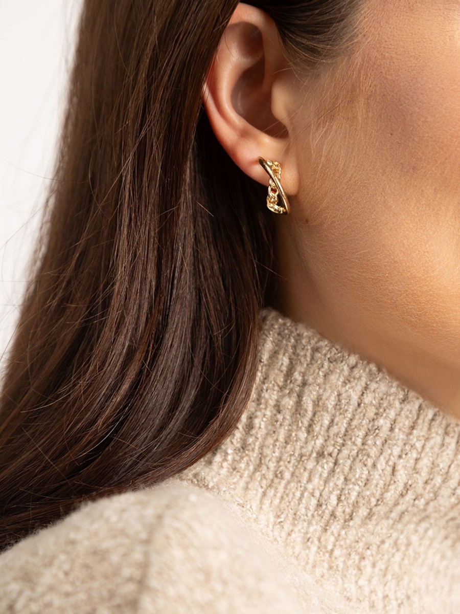 Women kismet Jewellery | Twist Hoop Gold Earrings