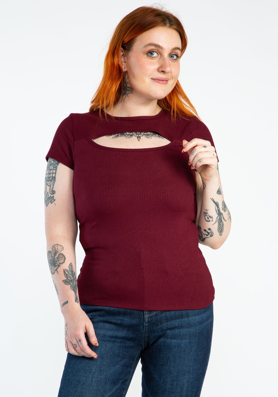 Women GVO T-Shirts & Tanks | Lea Cut Out Short Sleeve Tee