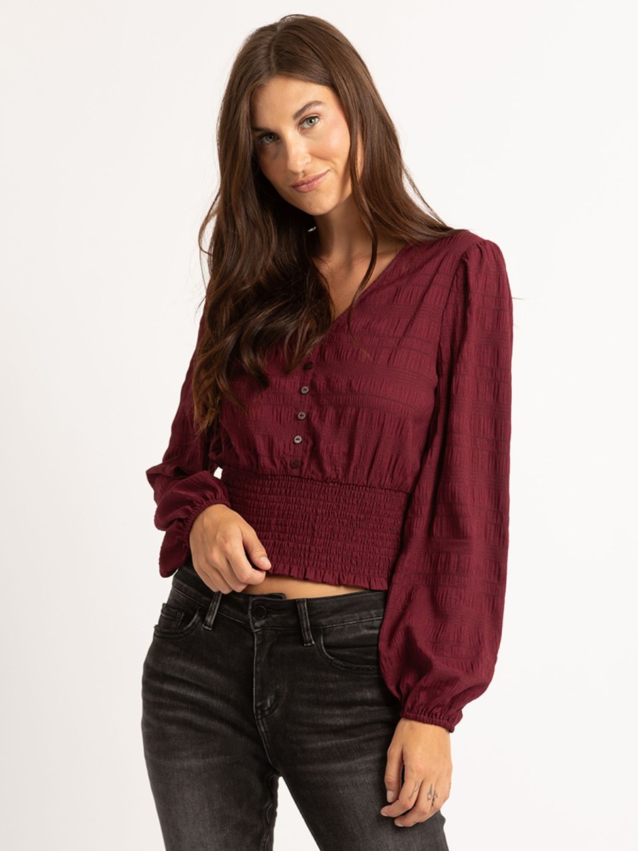 Women kismet Shirts & Blouses | Siera Textured V-Neck Blouse