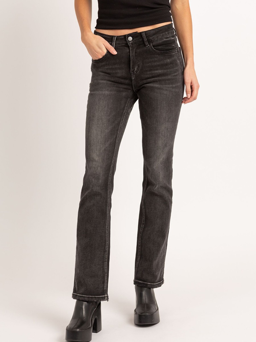 Women FLYING MONKEY Bootcut Jeans | Black Wash Slim Bootcut Jean