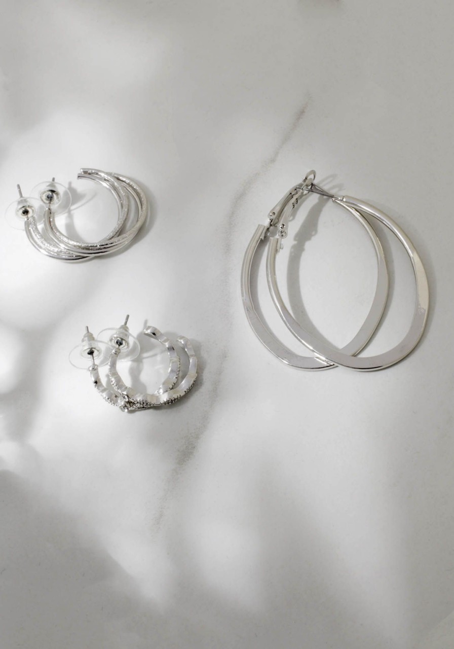 Women KISMET Jewellery | 3 Pack Silver Hoop Earrings