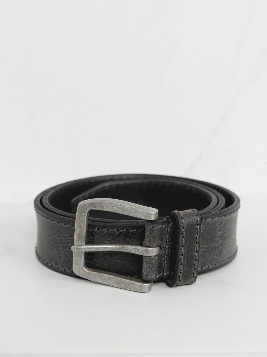 Men SILVER Belts | Men'S Vintage Finish Leather Belt