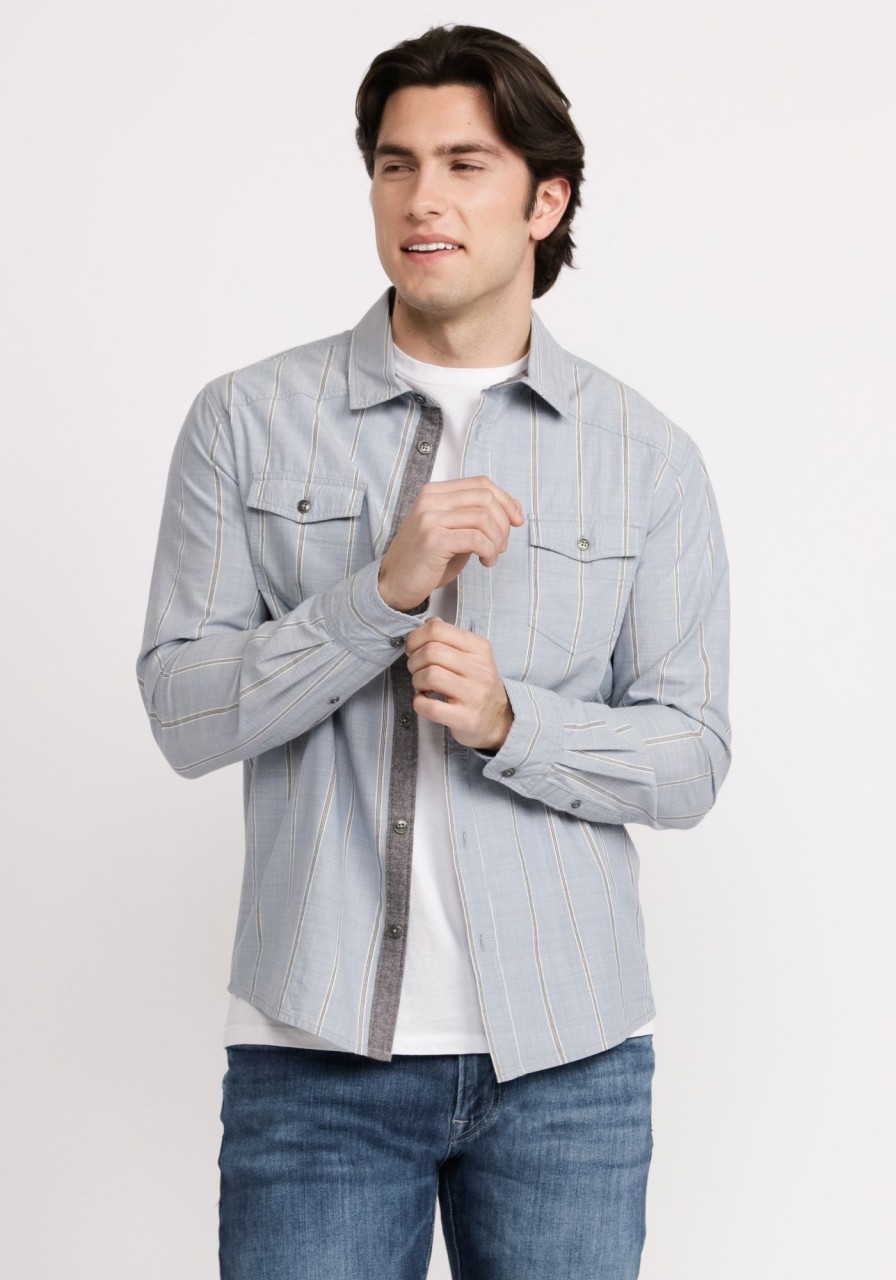 Men DISTILLERY Shirts | Joshua 2 Pocket Long Sleeve Shirt