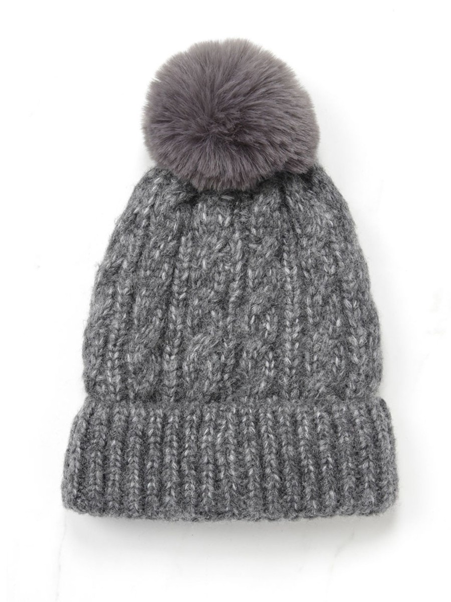 Women TRUE NORTH DENIM Hats & Touques | Women'S Cable Knit Pom-Pom Toque