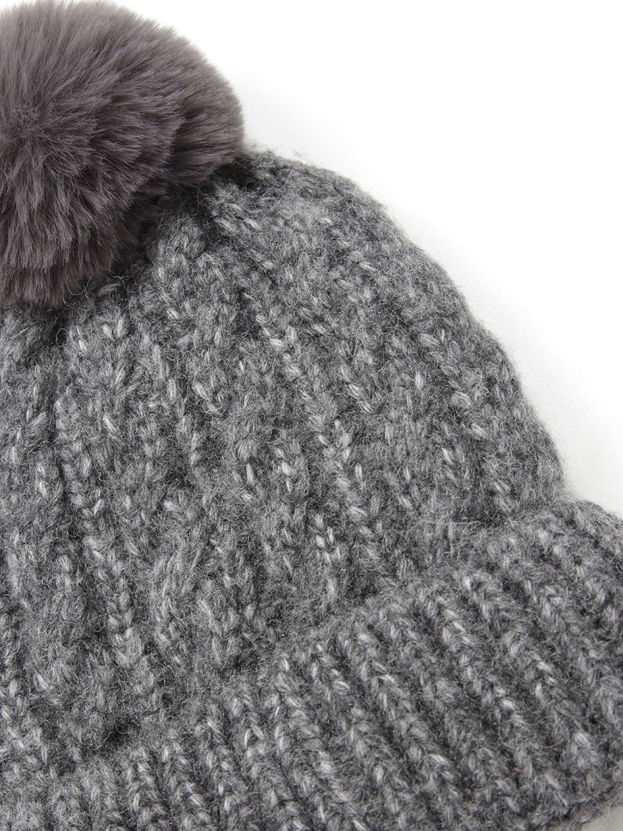 Women TRUE NORTH DENIM Hats & Touques | Women'S Cable Knit Pom-Pom Toque