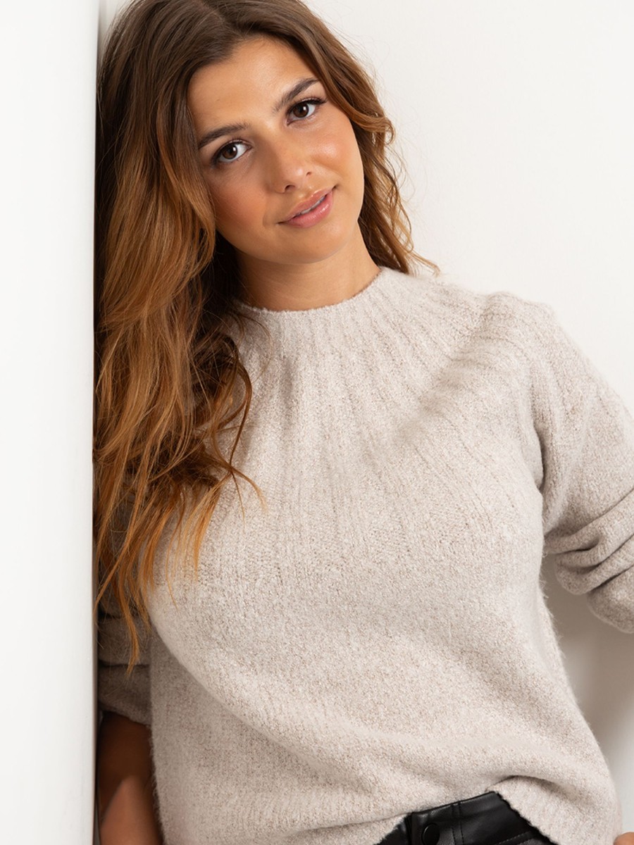 Women CLOTH Sweaters & Cardigans | Scoop Neck Balloon Sleeve Popover