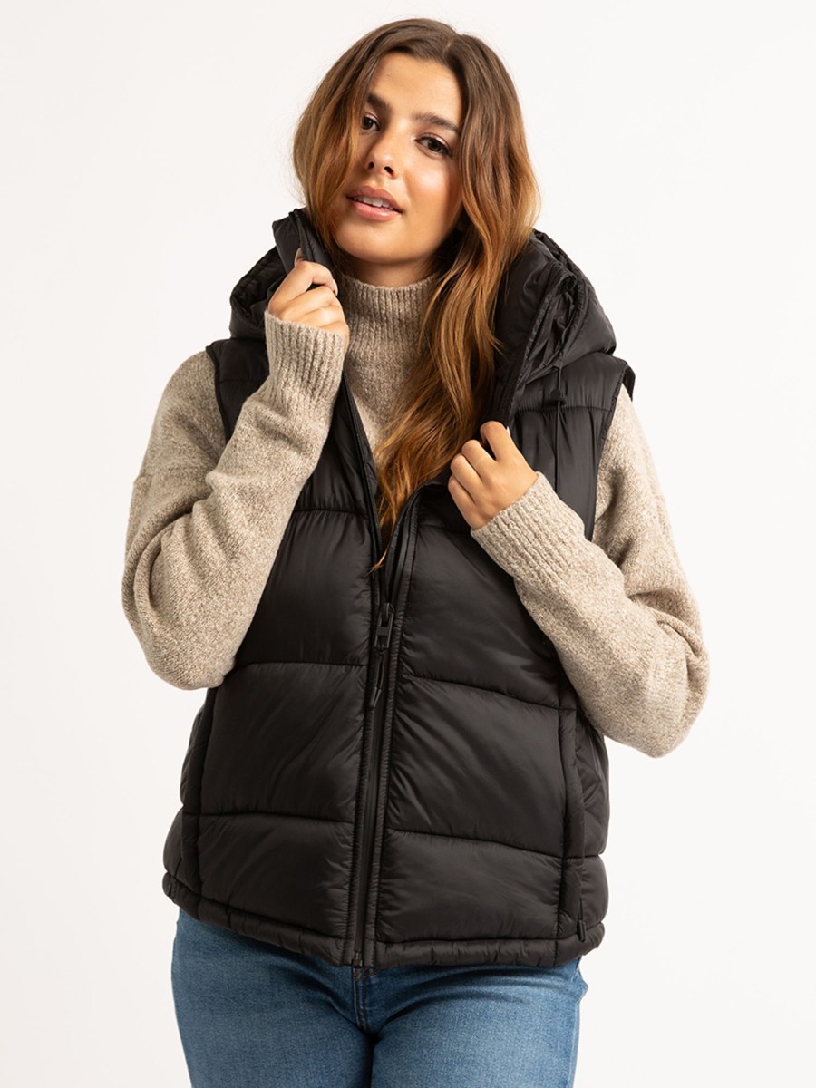 Women TRUE NORTH DENIM | Wisp Hooded Puffer Vest