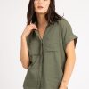 Women Bootlegger Shirts & Blouses | Nathalie Short Sleeve Button Front Shirt