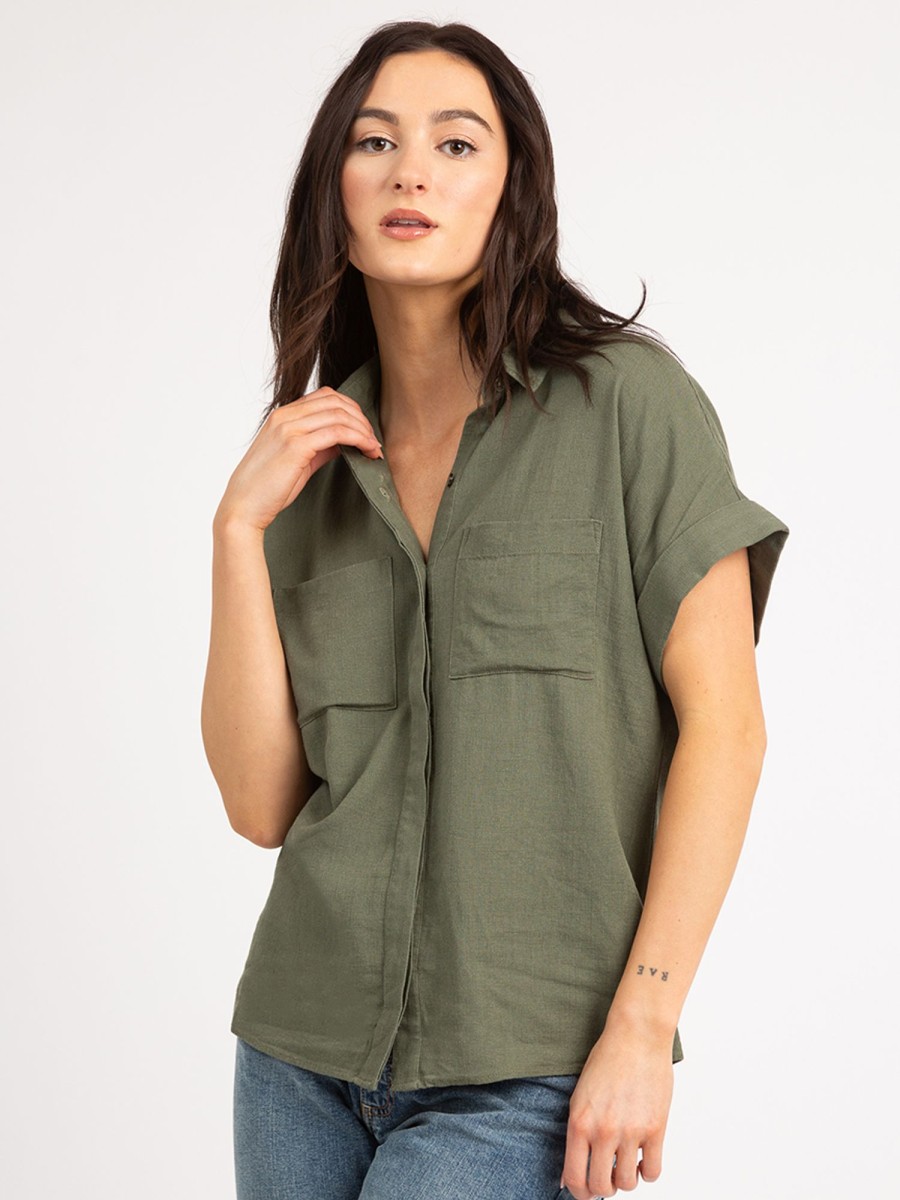 Women Bootlegger Shirts & Blouses | Nathalie Short Sleeve Button Front Shirt