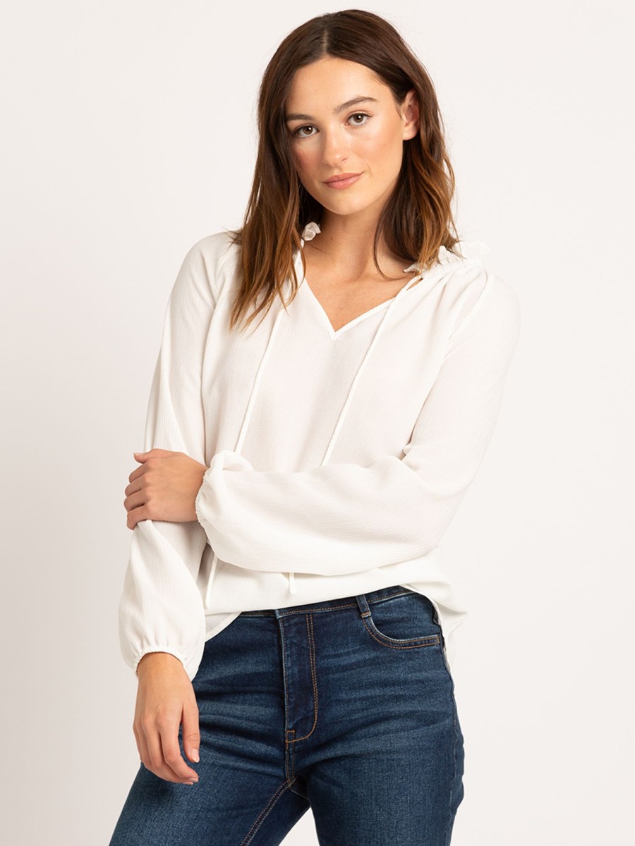 Women kismet Shirts & Blouses | Vanessa V-Neck Tie Blouse