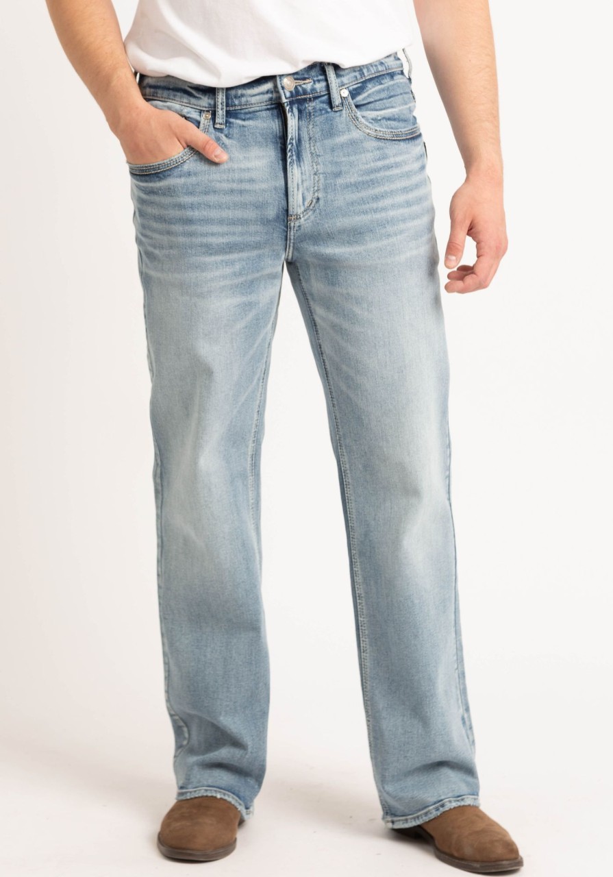 Men SILVER Straight Jeans | Gordie Loose Fit Straight Leg Jeans