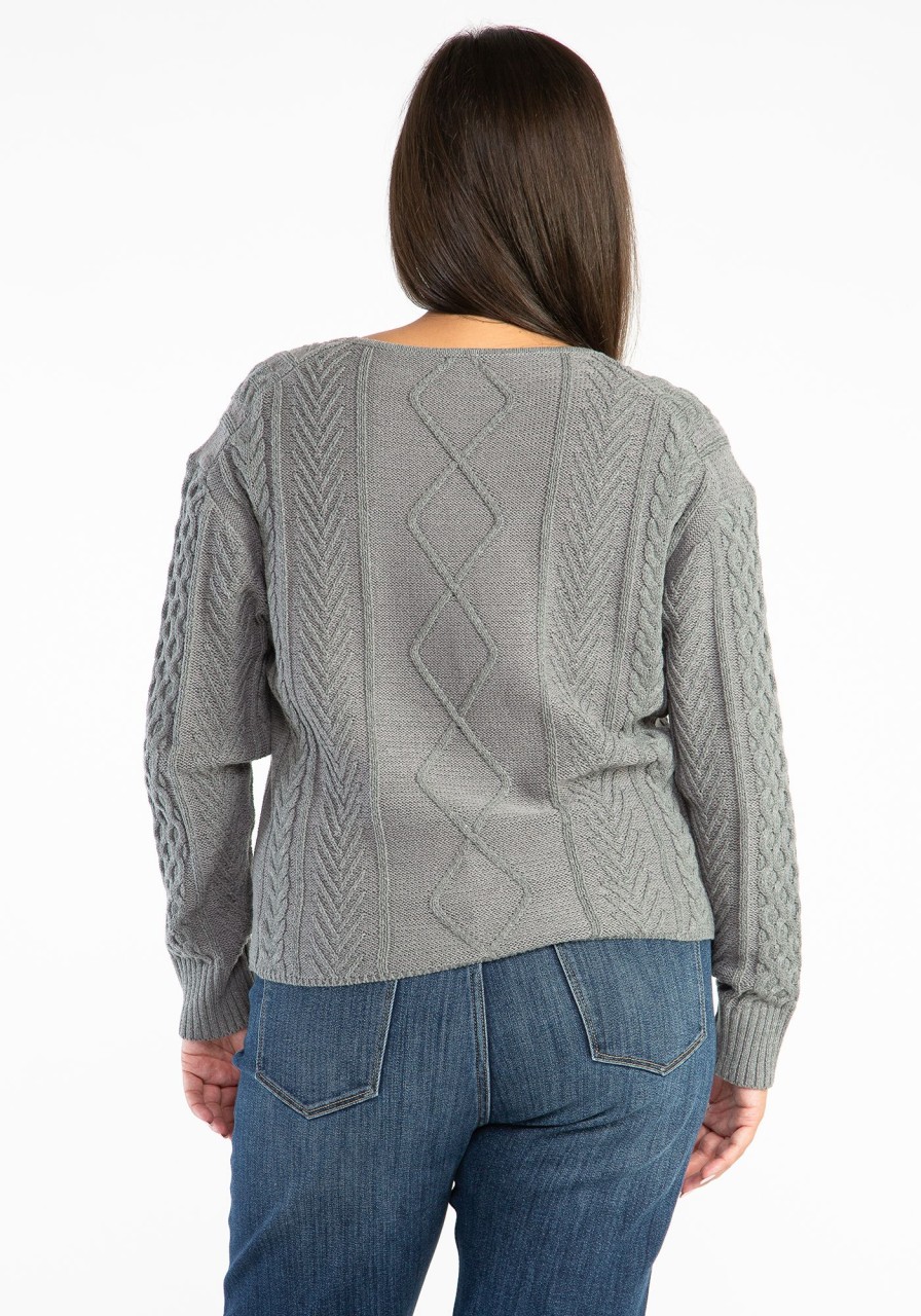 Women KISMET Sweaters & Cardigans | V Neck Cable Popover Sweater