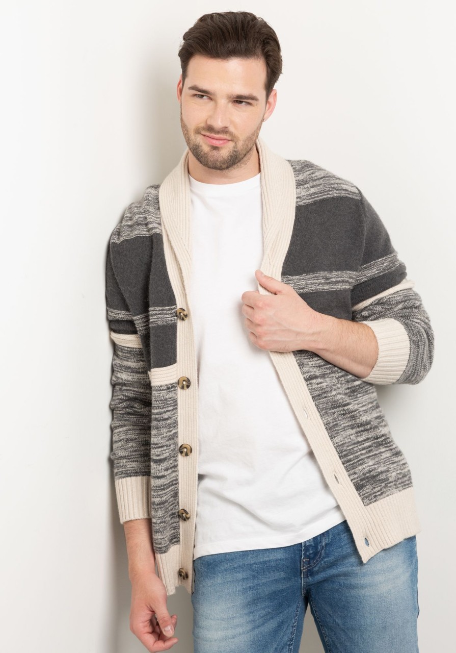 Men distillery Hoodies & Sweaters | Denzel Striped Shawl Collar Cardigan