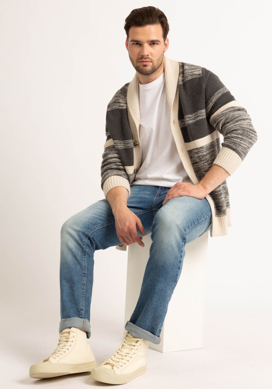 Men distillery Hoodies & Sweaters | Denzel Striped Shawl Collar Cardigan