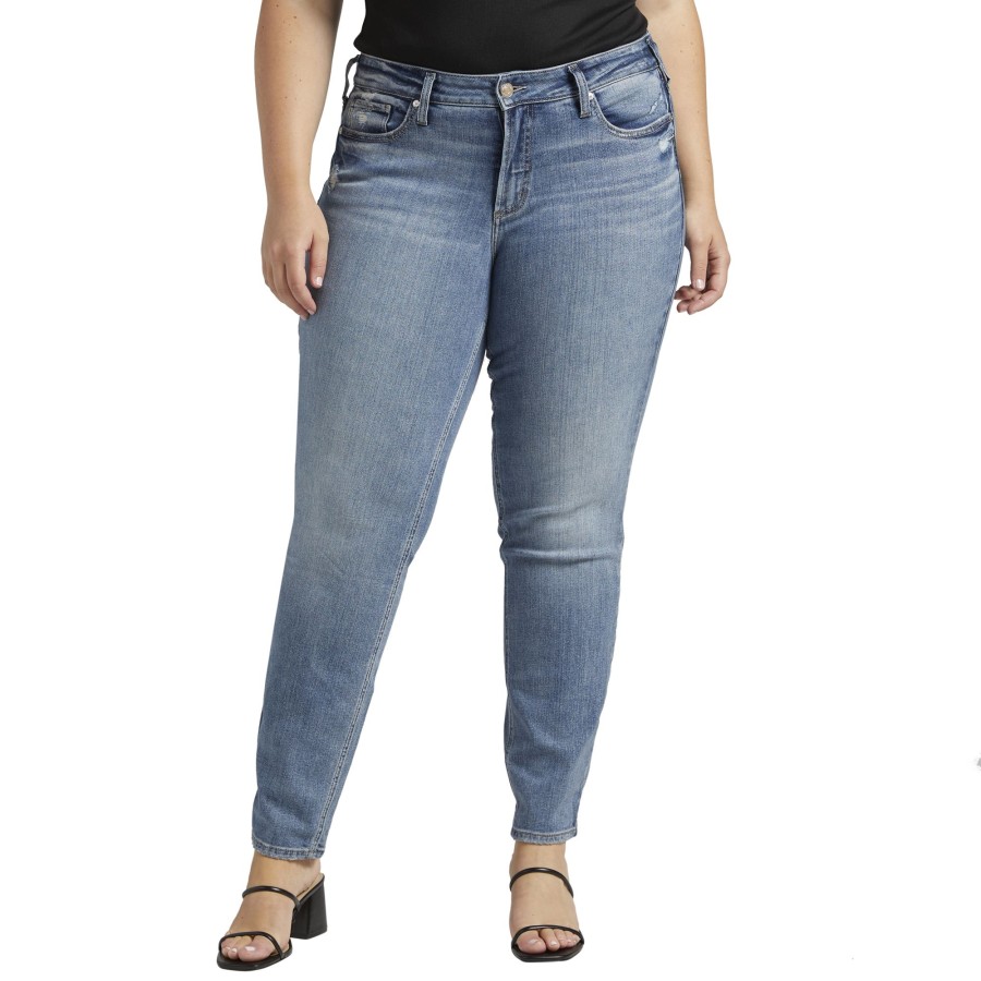 Women SILVER Straight Jeans | Suki Mid Rise Straight Leg