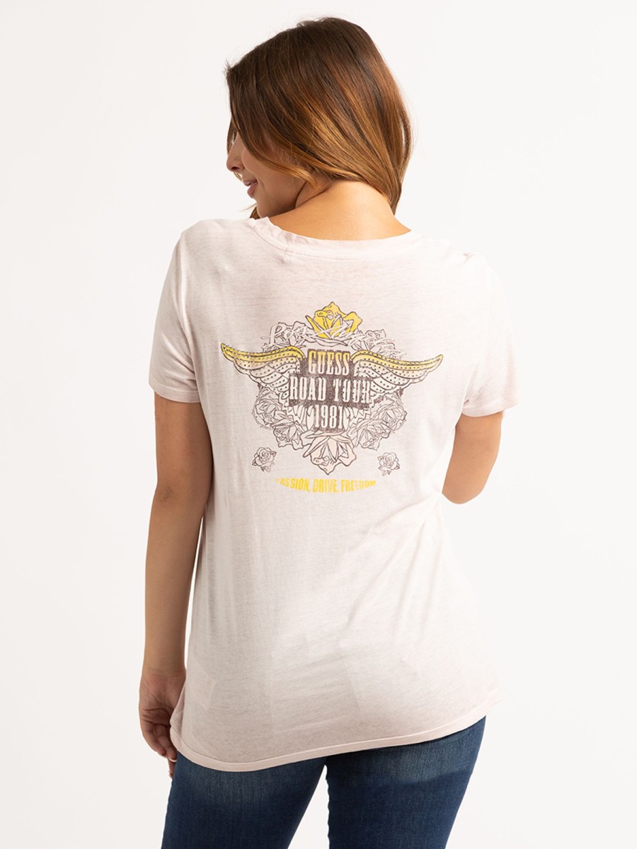 Women Guess Graphic T-Shirts | Road Tour Graphic Tee