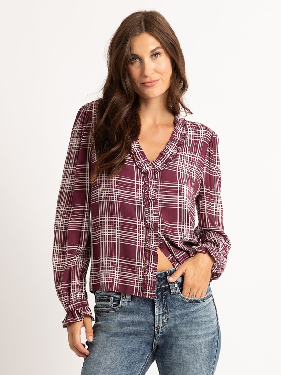 Women kismet Shirts & Blouses | Sybil Plaid Long-Sleeve