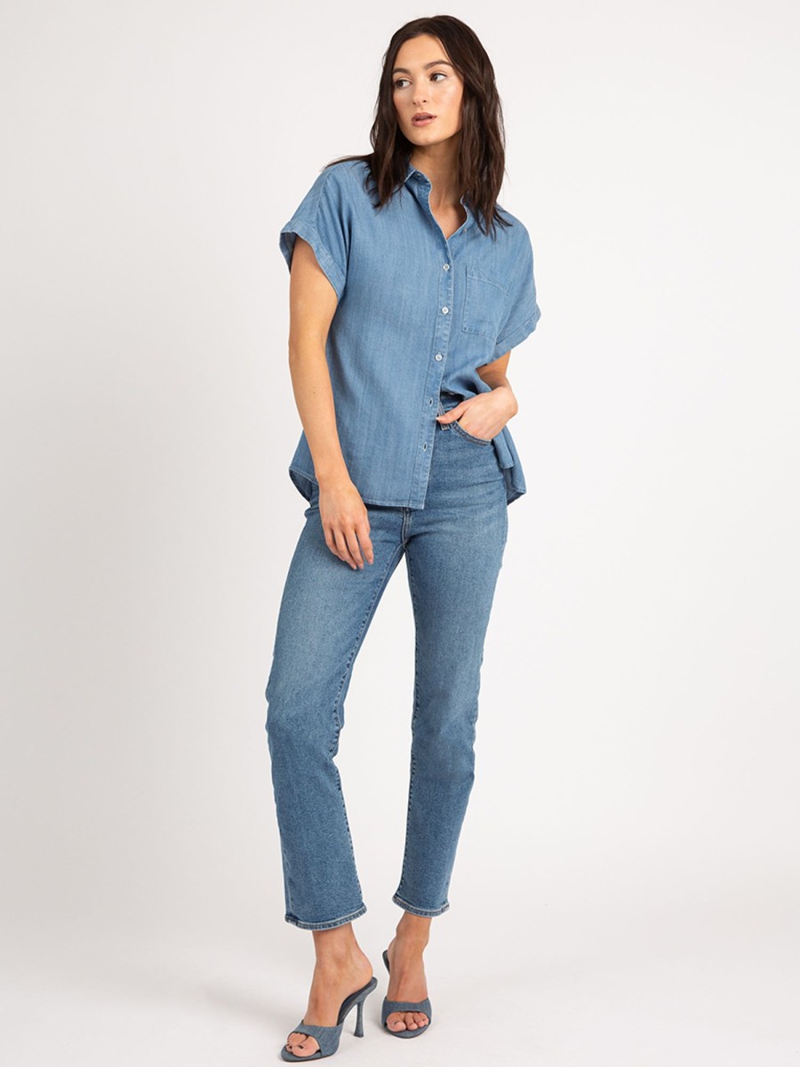 Women BOOTLEGGER Shirts & Blouses | Kida Short Sleeve Button Up Shirt