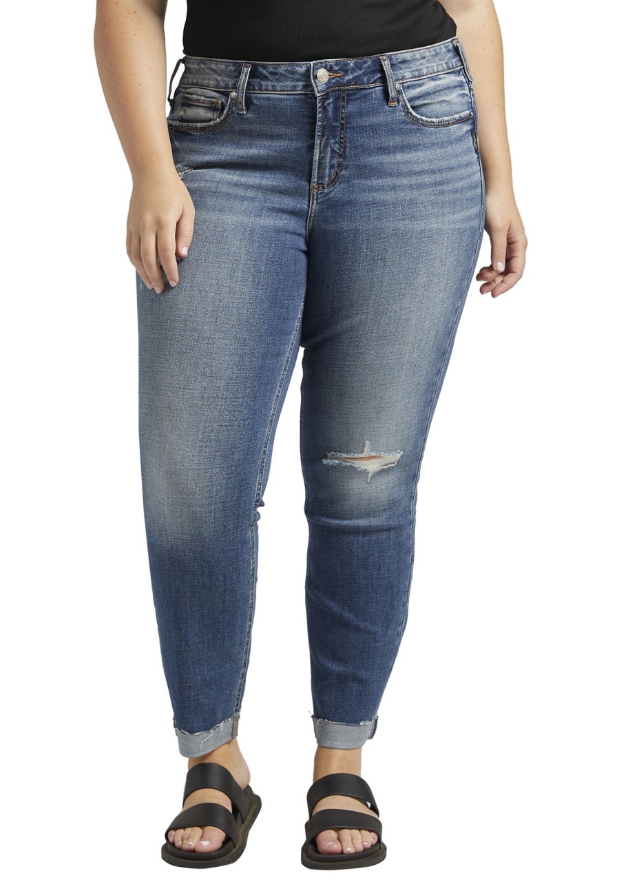 Women SILVER Straight Jeans | Suki Mid Rise Slim Straight Leg Jeans