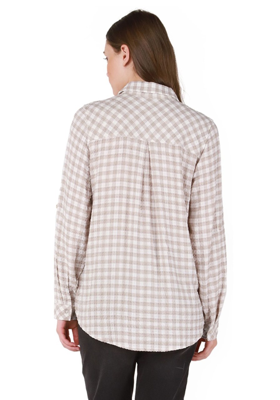 Women DEX Shirts & Blouses | Dex Checkered Button Front Blouse