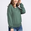 Women KISMET T-Shirts & Tanks | Cassidy Long Sleeve Smocked Hem Top