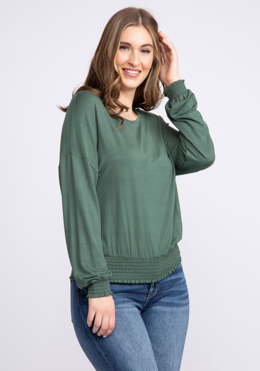 Women KISMET T-Shirts & Tanks | Cassidy Long Sleeve Smocked Hem Top