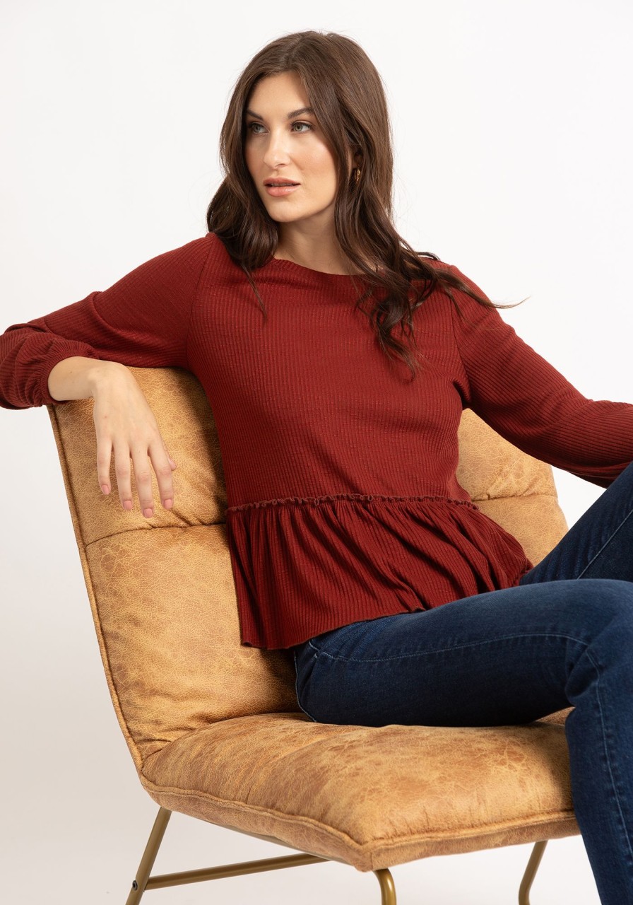 Women kismet T-Shirts & Tanks | Pansy Long Sleeve Peplum Top