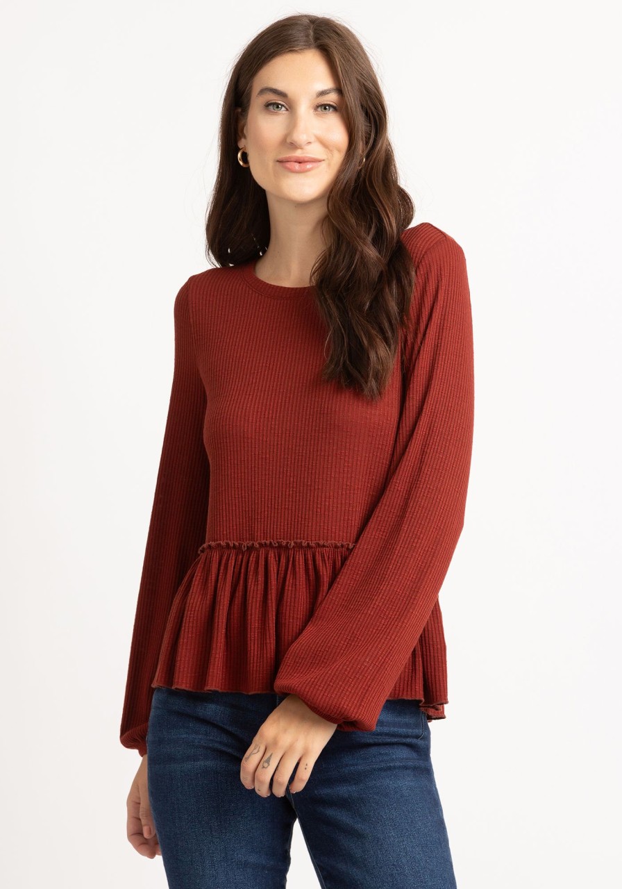 Women kismet T-Shirts & Tanks | Pansy Long Sleeve Peplum Top