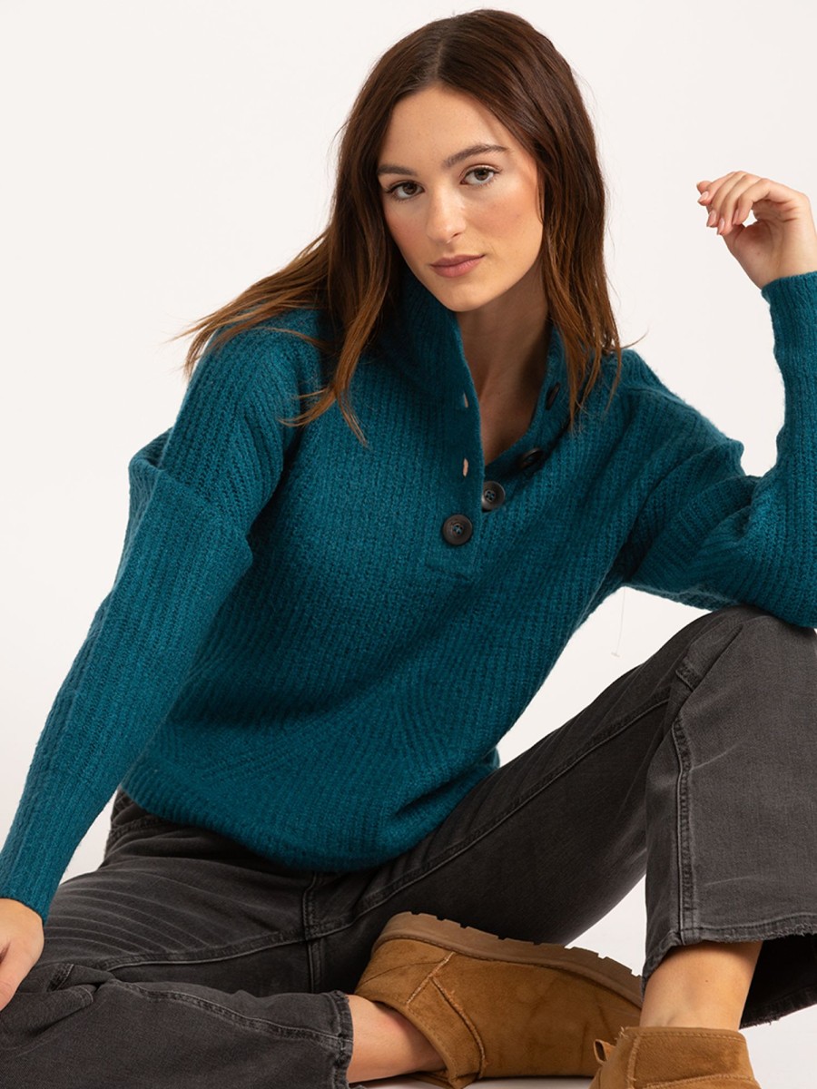 Women KISMET Sweaters & Cardigans | Neiva Henley Mock Neck Popover