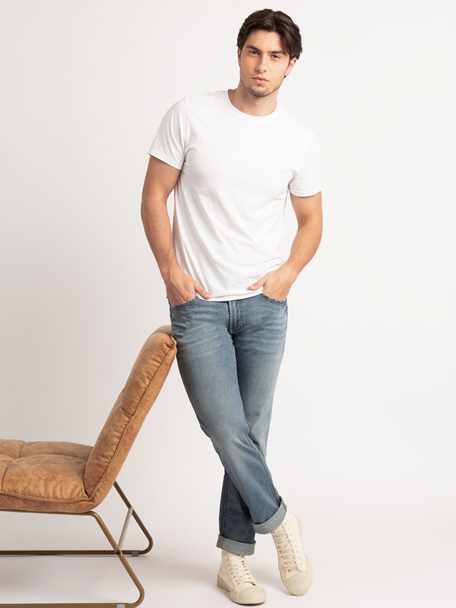 Men SILVER Straight Jeans | Allan Slim Straight Jean