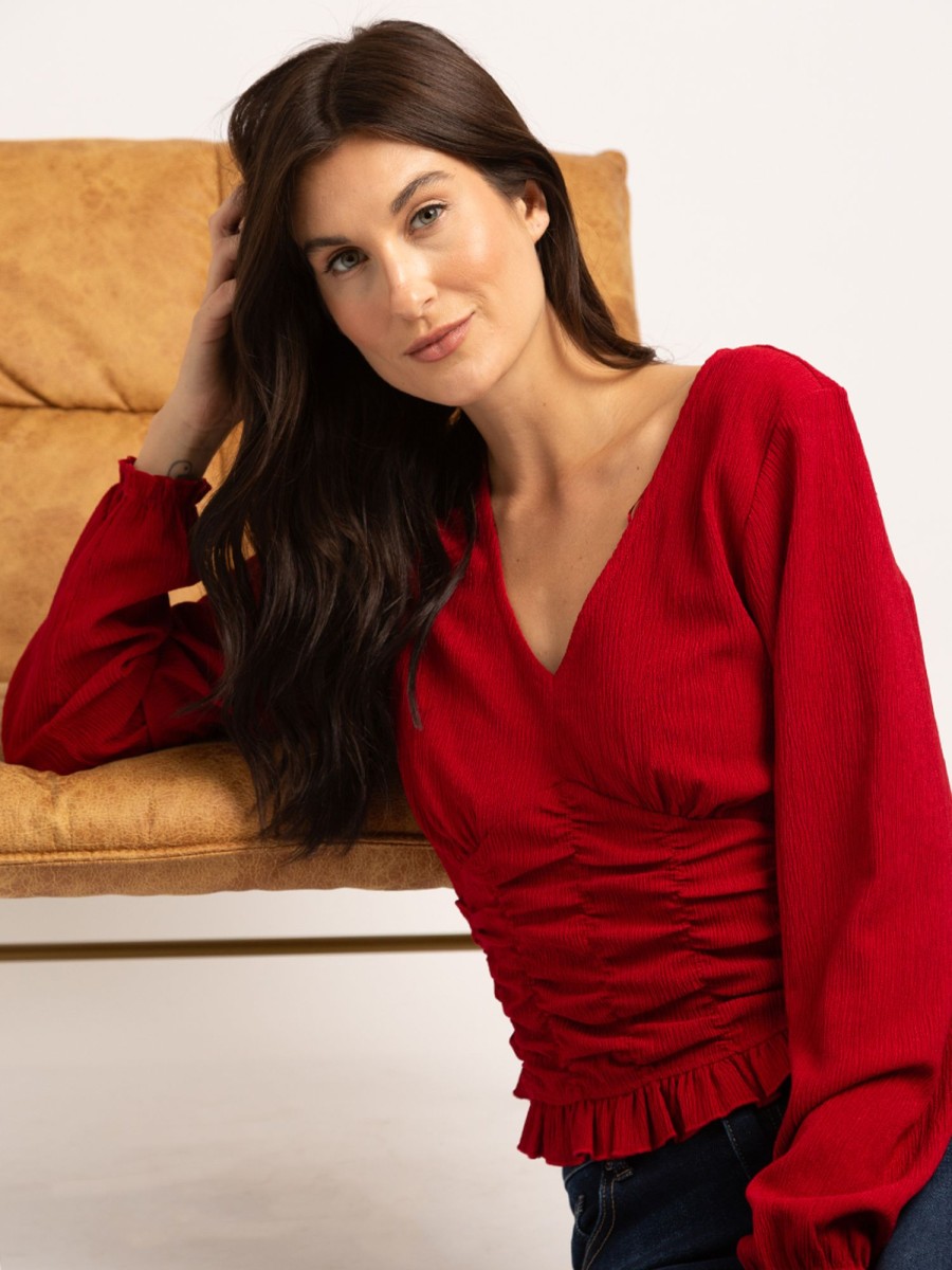 Women kismet Shirts & Blouses | Nina V-Neck Ruched Front Blouse