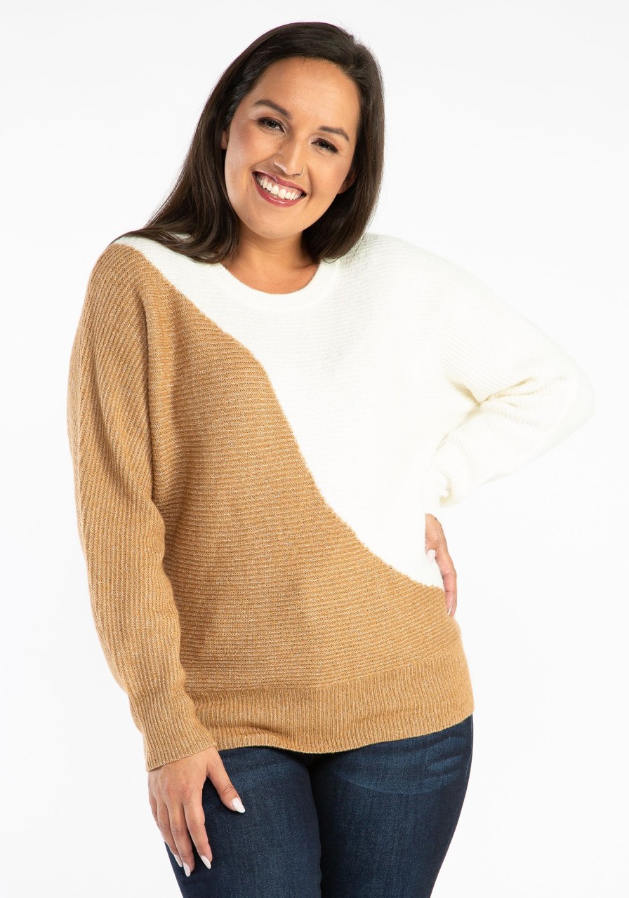 Women KISMET Sweaters & Cardigans | Lacey Asymmetrical Colourblock Popover