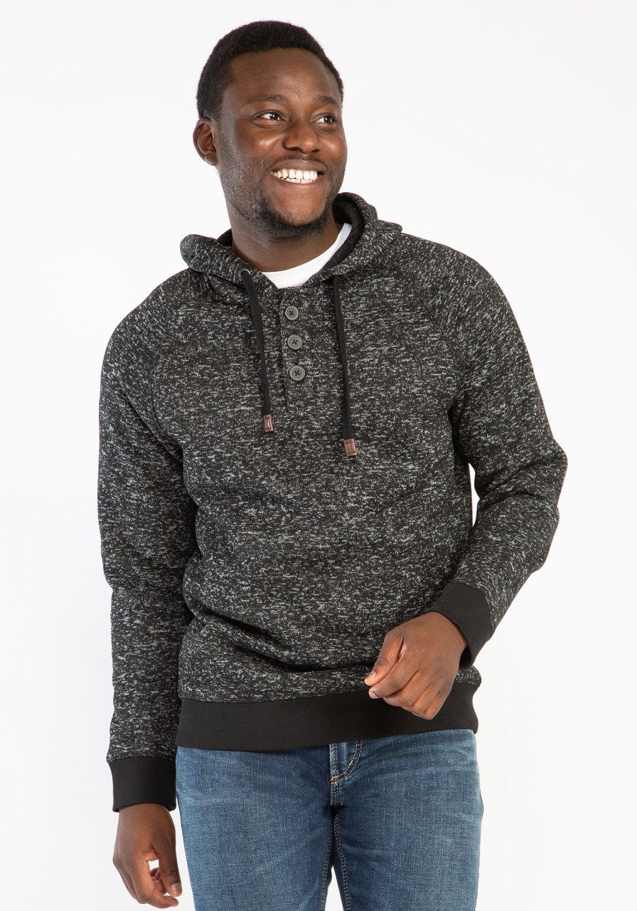 Men DISTILLERY Hoodies & Sweaters | Noah Brushed Henley Hoodie