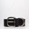 Women bootlegger Belts | Leather Belt With Silver Buckle And Triple Rings