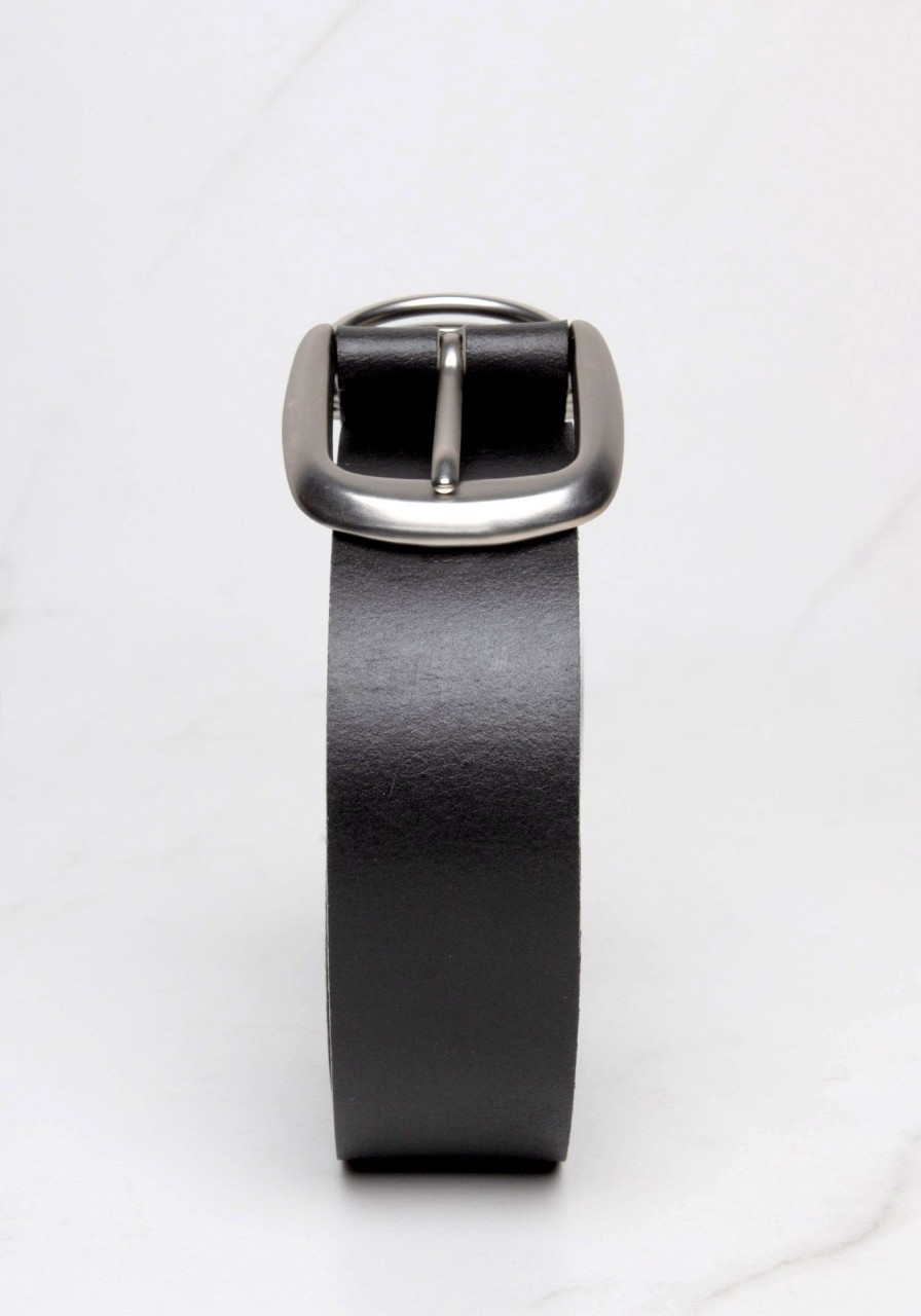 Women bootlegger Belts | Leather Belt With Silver Buckle And Triple Rings